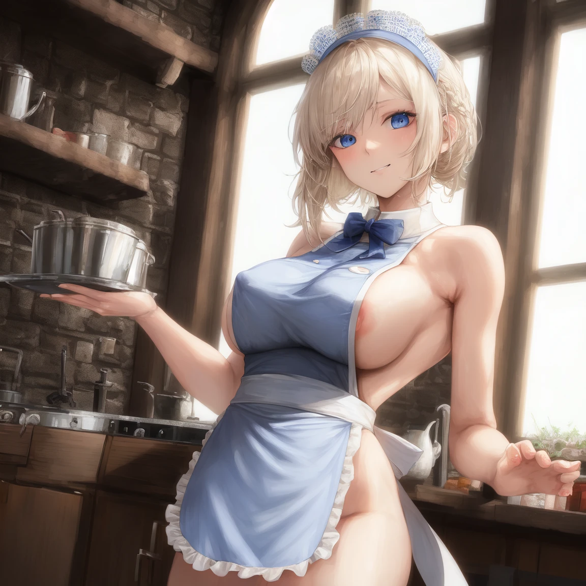 Side-boob naked apron