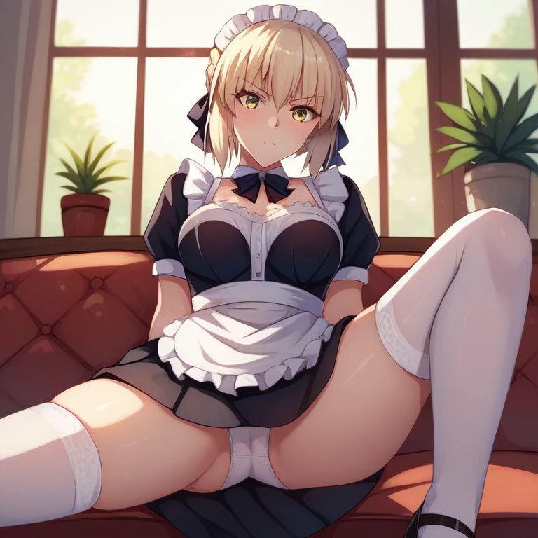 [Stable Diffusion] Spread legs Fate Saber Fate Saber Alter Lifting up skirt R18 Pants Looking at Viewer Skirt Maid uniform [Illustration]