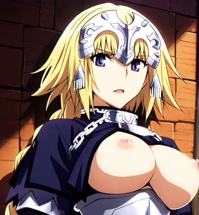 [Stable Diffusion] Long hair Fate Jeanne d'Arc Mouth open Breasts Illustration style R18 Looking at Viewer Masterpiece [Illustration]