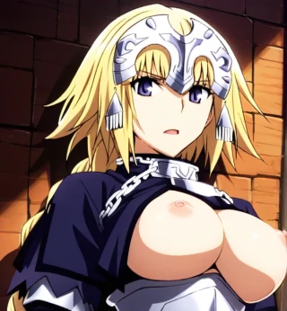 Long hair, Fate Jeanne d'Arc, Mouth open, Breasts, Illustration style, R18, Looking at Viewer, Masterpiece